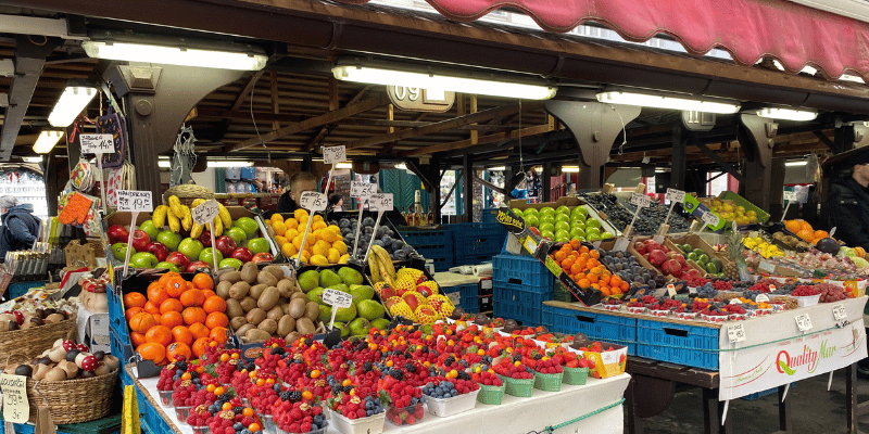 Colourful fruit and produce market in Prague